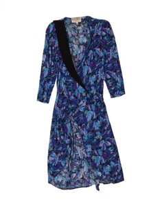 HAGARTY Womens 3/4 Sleeve Maxi Wrap Dress UK 10 Small Blue Floral AX10 - Picture 1 of 2