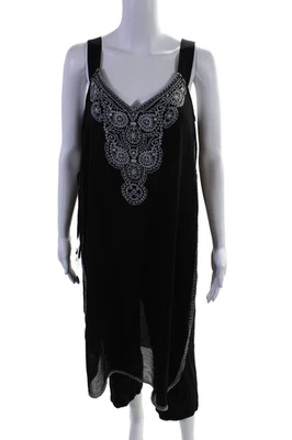 Nic + Zoe Womens Layered Embroidered V-Neck Sleeveless Jumpsuit Black Size PM - Image 1 of 4