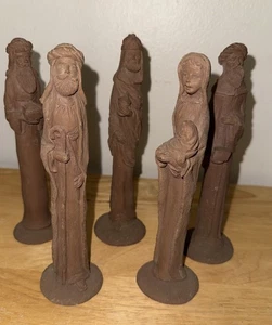 1992 TNT Primitive Pencil Nativity Set Christmas 7.5” 5pc Set Mary Joseph Jesus - Picture 1 of 6