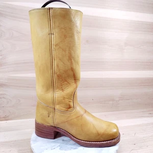 Vtg Frye Campus 14L Banana Boots Women 10 / Men 8.5 M Yellow Square Toe Marbled - Picture 1 of 12