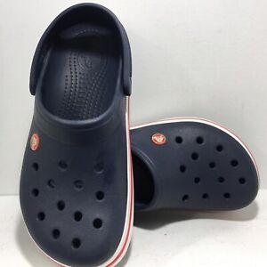 Crocs Bayaband Clogs for Men/Women, Size 8W 6M - Navy Blue/White/Red EUC