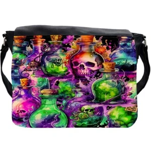 A Potion For Every Occasion Messenger Bag, Gothic Fantasy Witchcraft Death Magic - Picture 1 of 2