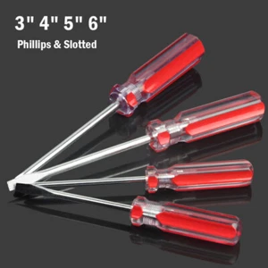 3" 4" 5" 6" Crystal Handle Magnetic Screwdriver Phillips & Slotted Carbon Steel - Picture 1 of 5