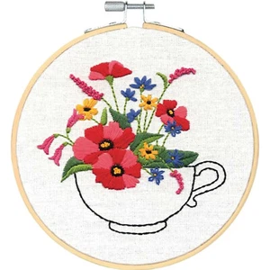 'Learn a Craft' Embroidery Kit ~ Dimensions Teacup Bouquet #72-76195 - Picture 1 of 4