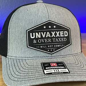 UNVAXXED & OVER TAXED Leather Patch Hat BLK/SILVER