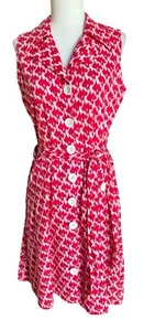 Vestido Vintage Atmosphere Rojo Blanco Cuello Sin Mangas Cinturón con Bolsillos - Imagen 1 de 11