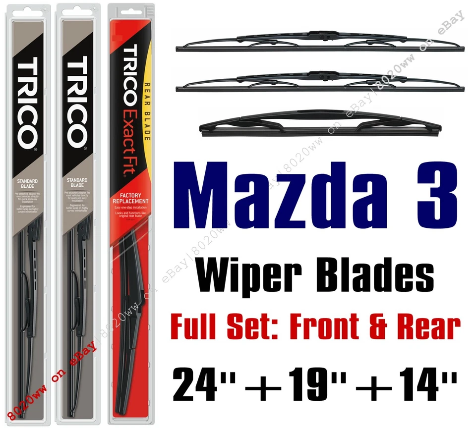 Mazda 3 limpiaparabrisas 2010-2013 3pk grado estándar delantero + trasero especial 30240/30190/14A Foto 1 de 1