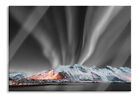 Nordlichter ber Gletscher in Norwegen B&W Detail Glasbild, inkl. Wandhalterung