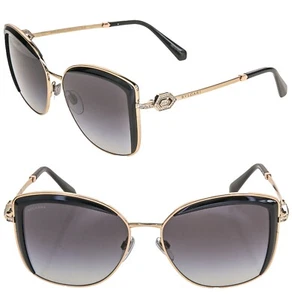 Gafas de sol BVLGARI negras doradas moda joya cristal logotipo mariposa BV6128B 6128 - Imagen 1 de 12