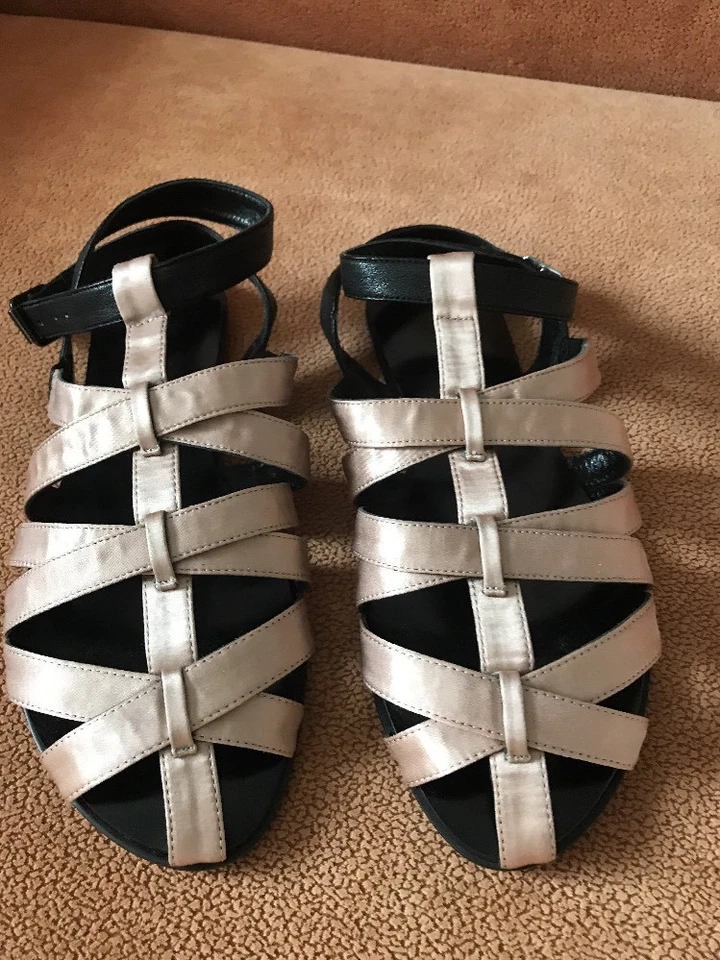 Nuevas Sandalias KATHRYN AMBERLEIGH Rosa Satén/Cuero Artesanales Talla 61/2M Foto 1 de 4