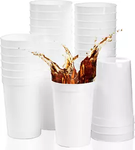 30 Pack of 16 Oz. White Reusable Plastic Tumblers for Events and Parties - Picture 1 of 12