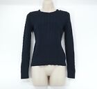 UNIQLO Navy CASHMERE COTTON Soft Cable Knit Women's Classic Style Jumper UK 8 XS