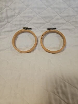 VTG Round Wooden Sewing Embroidery Hoop 3 Inch Unlined Screw Tension Set Of 2 - Image 1 of 4