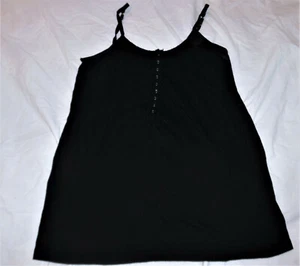 AEROPOSTALE SM SOFT BLACK SMOCKED RUFFLES TANK TOP SHIRT ADJ STRAP BUTTONS BEACH - Picture 1 of 5