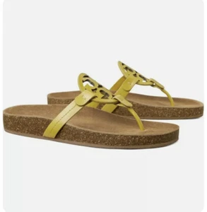 Tory Burch Miller Cloud sandalo in pelle limone lime da donna taglia 9,5 - nuovo con scatola - Foto 1 di 7