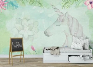 3D Cute Unicorn Petals 46911NA Wallpaper Wall Murals Removable Wallpaper Fay - Picture 1 of 11