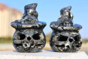 3 Zoll Spektrolit Kürbisschädel natürlicher Kristall geschnitzt Dekor Reiki Heilung Geschenk 1 Stck. - Bild 1 von 10