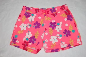 Girls Shorts CORAL ORANGE Tropical Flowers WHITE RED PURPLE Low Rise XL 14-16 - Picture 1 of 1