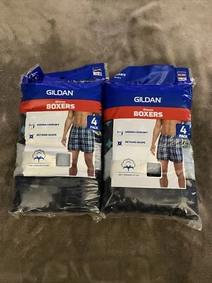 2X Gildan Men's Woven Plaid Boxer Underwear 4 pack Assorted Colors 2XL - 2 Pks - Image 1 of 3