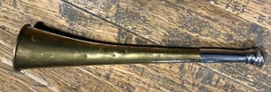 Vintage 10 1/4" Curved Brass & Nickel Hunting Horn Milled m/p but no Makers Mark - Picture 1 of 4