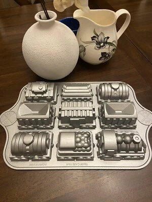 Nordic Ware Railroad Train Cast Aluminum Cake Pan Mold 9 Trains Birthday - Image 1 of 4