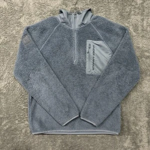 Under Armour Mens Blue Long Sleeve Quarter Zip Sherpa Fleece Pullover Size Large - Picture 1 of 10