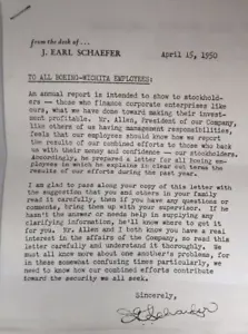 Boeing Airplane Company 1950 Form Letter To Employees Annual Report - 5 Pages - Picture 1 of 6