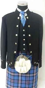 Mixed Wool Sherrifmuir Kilt Jacket & Vest chrome Buttons/Scottish Wedding Dress - Picture 1 of 8