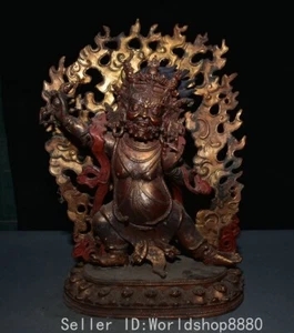 14.4" Old Tibet Buddhism Bronze Mahakala Wrathful Deity Buddha Statue Sculpture - Picture 1 of 11