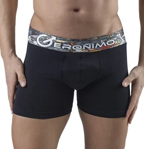 Geronimo Men's Underwear Cotton Boxer Black White Boxer Short Hipster - Picture 1 of 5