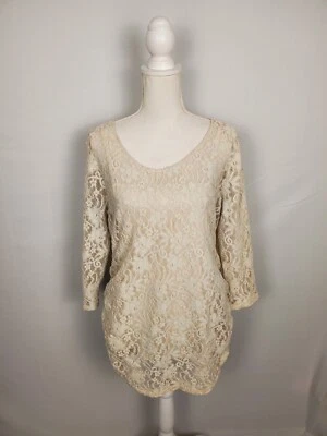 Jessica Simpson 孕妇装米色花卉蕾丝上衣内置背心女式大号 — 第 1/4 张图片