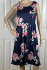 Ouges Navy Floral Layered Dress Empire Pockets Skirted Size Medium
