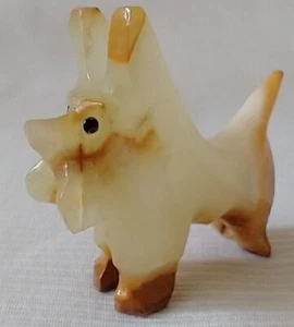 Scottish Terrier Carved Quartz Onyx Rock Scotty Dog Figurine Schnauzer - Picture 1 of 7