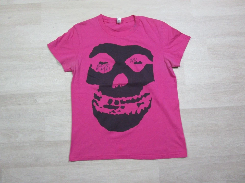 Camiseta Vintage Misfits (L) Autografada Banda de Punk Rock Anos 2000 Música Feminina Rosa - Imagem 1 de 4