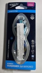 Speedo Competitive Vanquisher 2.0 Swimming Goggles Racing Blue Mirrored Women - Picture 1 of 7