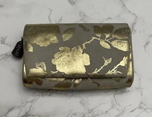 SALE Judith Jack Suede Leather Gold Floral Hand Clutch Purse Made In Italy - Picture 1 of 8