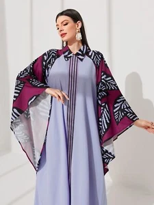 Women Print Long Sleeve Loose Maxi Dress Ladies Casual Holiday Party Dress US - Picture 1 of 6