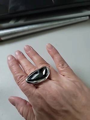 Anillo nudillos forma libre cristal peltre gris uno de 50 estilo talla 8,5 Foto 1 de 4