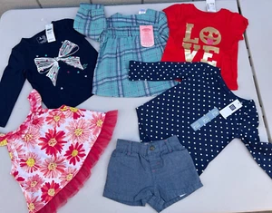 NEW lot 6 Tee Gap T-shirt Shorts Valentines Christmas Baby Girls 12-18m Party - Picture 1 of 5
