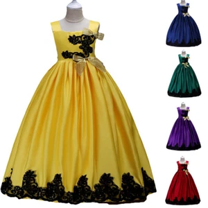 Flower Girls Wedding Dress Kids Princess Bridesmaid Prom Pageant Party Ball Gown - Picture 1 of 20