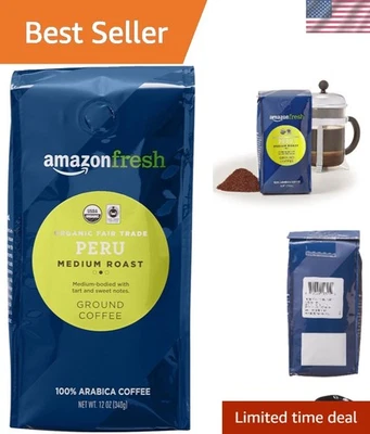 Café molido fresco de comercio justo orgánico de 12 oz Perú - tostado medio, acabado suave Foto 1 de 4