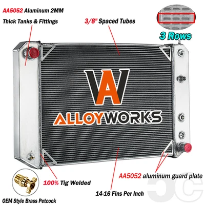 3 Rows Aluminum Radiator Fits 1991-2001 Chevy GMC C6500 C7000 Topkick Kodiak USA - Image 1 of 4
