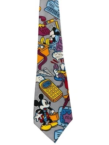 Vintage Disney Necktie The Tie Works Mickey Mouse & Donald Duck 100% Silk EUC - Picture 1 of 5