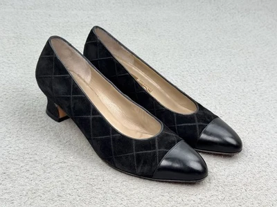 Zapatos de tacón Salvatore Ferragamo negros de gamuza texturizada para mujer talla 5,5 B Foto 1 de 4