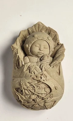 Estatuilla de piedra Carruth Studio Peapod Pixie Fairy Garden escultura vintage 1998 Foto 1 de 4