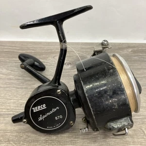 Rare VINTAGE USA ZEBCO SPINATOR #870 SPINNING Fishing REEL old Black Big Game - Picture 1 of 6