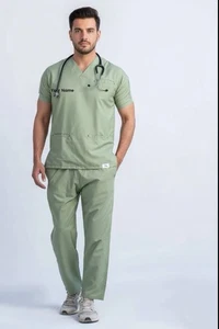 Individuelles Krankenschwester Peeling & Hose Set, bestickte medizinische Uniform für Männer - Bild 1 von 3