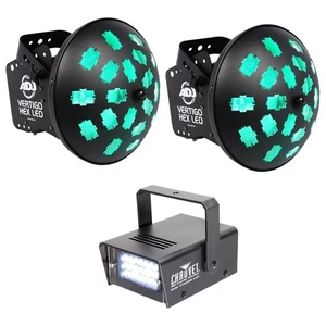 (2) American DJ VERTIGO HEX LED 12w 6-Color Dance Floor FX Lights + Strobe light - Picture 1 of 11