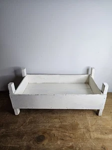 Antique Primitive Baby Doll Wooden Bed - Foto 1 di 6