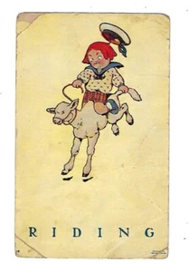 Early 1900's Comic Postcard Boy Bucking a Lamb Posted - Picture 1 of 2